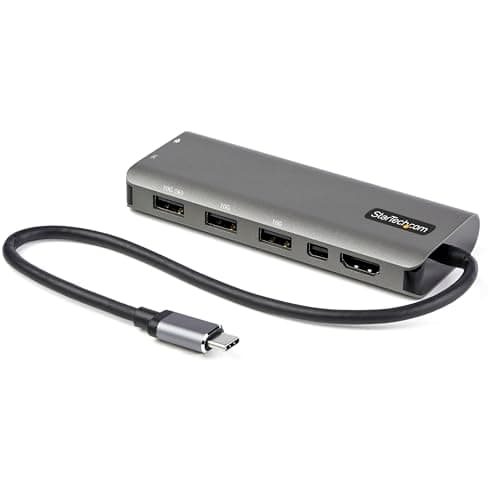 Image of StarTech.com USB C Multiport Adapter - USB-C to HDMI or Mini DisplayPort 4K 60Hz, 100W Power Delivery Pass-Through, 4-Port 10Gbps USB Hub - USB Type-C Mini Dock - w/ 12" Attached Cable (DKT31CMDPHPD)