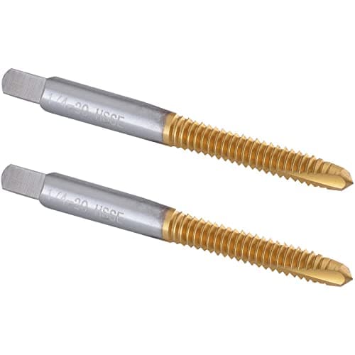 Image of Burkit 2pcs 1/4"-20 UNC Spiral Point Tap, HSS Titanium Coating Spiral Point Plug Threading Tap 1/4 x 20 UNC