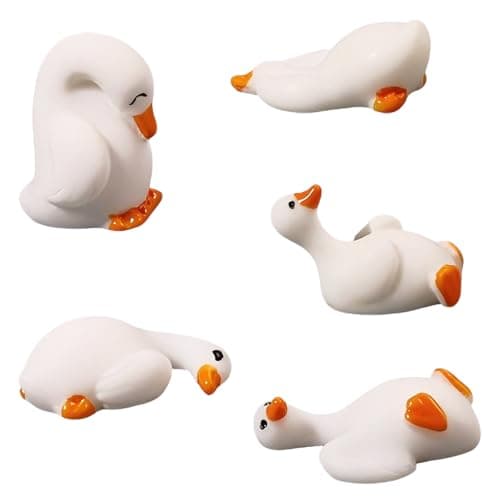 Image of CavspkArt 5pcs Mini Resin Goose Figurine, Cute Tiny Silly Goose Desk Decor, Goose Statues for Office Desk, Car Dashboard, Home and Indoor Decorations
