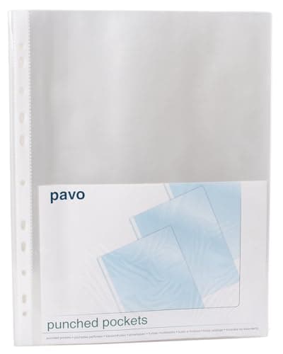 Image of Pavo - Punched Pocket PP A4 50 Microns, Crystal Clear x100 (Pack of 100)
