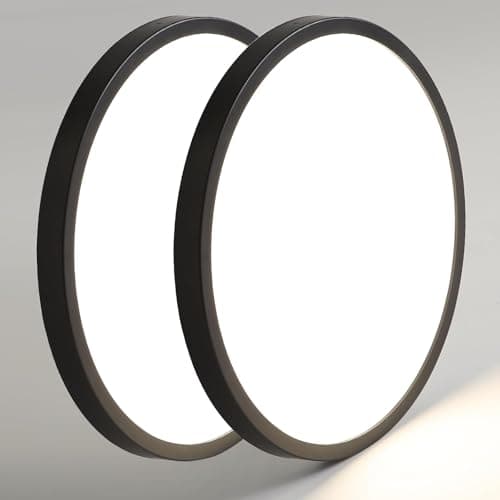 Image of Mikeru 30cm Black Ceiling Light, 2pack Round Hallway Ceiling Lights 4000k Neutral Light Bathroom Ultra-Thin 2.4cm/0.94in Flush Mount Lights for Kitchen, Laundry Room