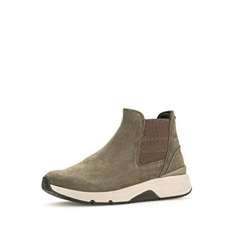 Image of Gabor Women Ankle Boots, Ladies Chelsea Boots,Removable Insole,Low Boots,Half Boots,Bootie,Slip Boot,Flat,Green (Oliv),39 EU / 6 UK