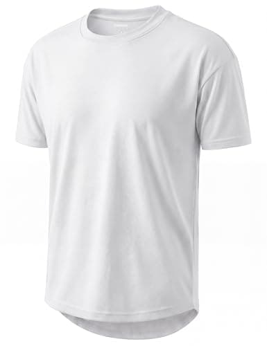 Image of TACVASEN Mens T Shirts Crewneck Breathable Tees Moisture Wicking Short Sleeve T Shirts Drop Shoulder Tshirts Men UK White XL