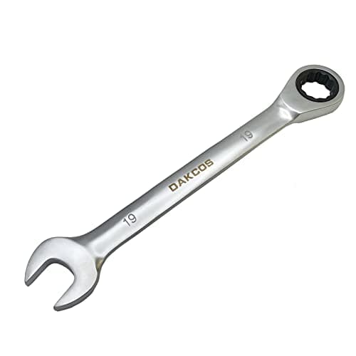Image of DAKCOS Fixed Head Ratchet Spanner 19mm Ratcheting Combination Wrench Chrome Vanadium Steel