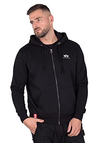 Image of Alpha Industries Basic Zip SL Hooded Sweat for Men Black
