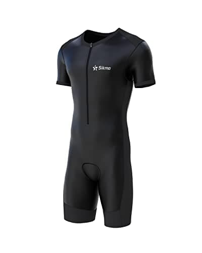 Image of Sikma Mens Cycling Skinsuit Padded One Piece Trisuit Bike Top Short (Black, XX-Large)