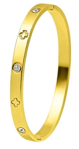 Image of Lunarié Elegant Gold Bangle Bracelet – 18K Gold Plated Stainless Steel CZ, Minimalist Luxury Jewellery for Women, Gift Box Included