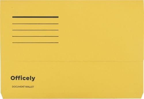 Image of Officely Document Wallets Foolscap 285gsm, Yellow - Box of 50