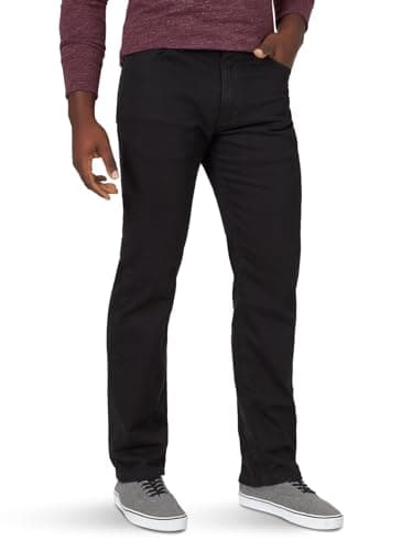 Image of Wrangler Authentics Men's Classic 5-Pocket Regular Fit Jean, Black Flex, 34W x 31L