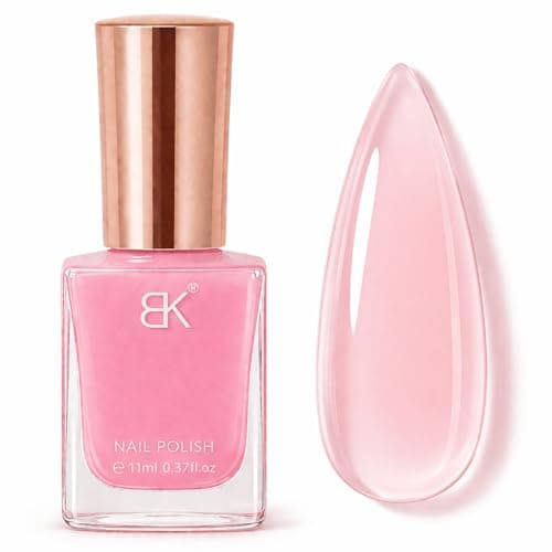 Image of Jelly Nail Polish, Sheer Pink Nail Varnish, Milky Pink Translucent Nail Polish, Glossy Quick Dry, Long Lasting Chip Resistant, Breathable Jelly Finish, No UV Needed, DIY Manicure Nail Art