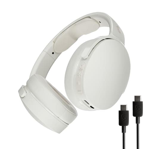Image of Skullcandy Hesh Evo Wireless Over-Ear Bluetooth Headphones with Extra USB-C Charging Cable, Noise Isolating, 36 Hours Battery, Foldable Lightweight Design, Microphone for iPhone Android - Bone