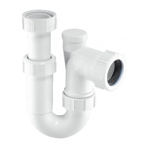 Image of McAlpine ASA10V 1.25-Inch Adjustable Inlet Tubular Swivel Anti-Syphon 'P' Trap - White