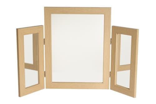 Image of Reflex Sales & Marketing Ltd. Small Self Standing Dressing Table Mirror with Mirrored Wings - Oak Effect