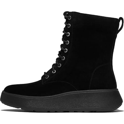 Image of Fitflop F-MODE SUEDE LACE-UP FLATFORM ANKLE BOOTS