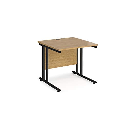 Image of Mr Office Maestro 25 straight desk 800mm deep - black legs, Oak, 800