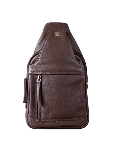 Image of Explorer Real Leather Sling Bag for Men – Work Travel Business Bag with Adjustable Strap (Brown)