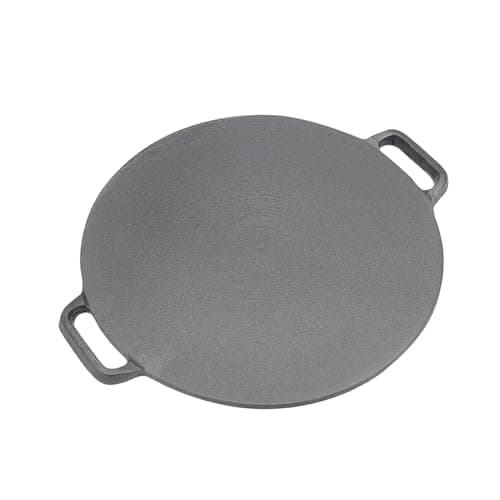 Image of Warmiehomy Cast Iron Griddle Pan Grill,32cm Non-Stick Dosa Pizza Crepe Pan,Baking BBQ Skillet with Handles for Oven Gas Induction Electric Hob,Round