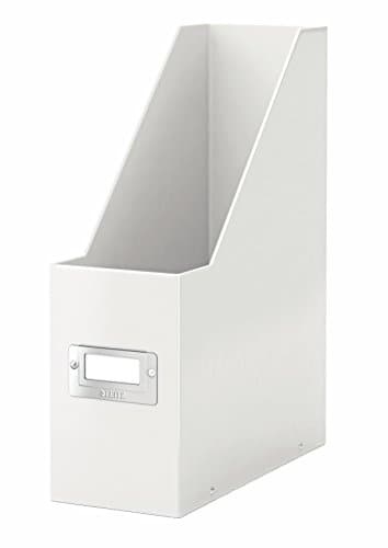 Image of Leitz Magazine File Holder, A4, Cardboard Document Storage Box with Label, Foldable, for Home, Office & School, Click and Store Range 60470001 - White