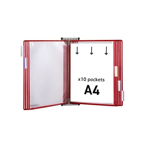 Image of Tarifold Technic Wall Display Unit with 5 Clip-on Index Tabs and 10 Pockets A4 Red Ref 414103