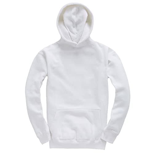 Image of D&H CLOTHING UK Kids Children Pullover Hoodie Hooded Sweatshirt Boys Girls Unisex (12-13, White)