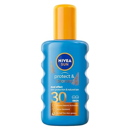 Image of NIVEA SUN Protect & Bronze Sun Spray (200 ml), Bronzing Tanning Lotion Spray with SPF30, Advanced Suncream Protection, Natural Pro-Melanin Extract (Packing May Vary)
