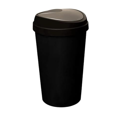 Image of OptiProducts 50L Top Touch Dustbin (Black) – Large Kitchen & Indoor Rubbish Bin for Home & Office