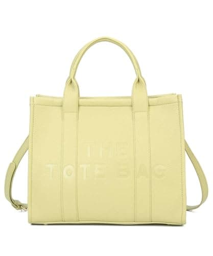 Image of BagDesign Women's Lightweight Tote Shoulder PU Leather Spacious Shoulder Handbag with Long Strap -LIMONCELLO