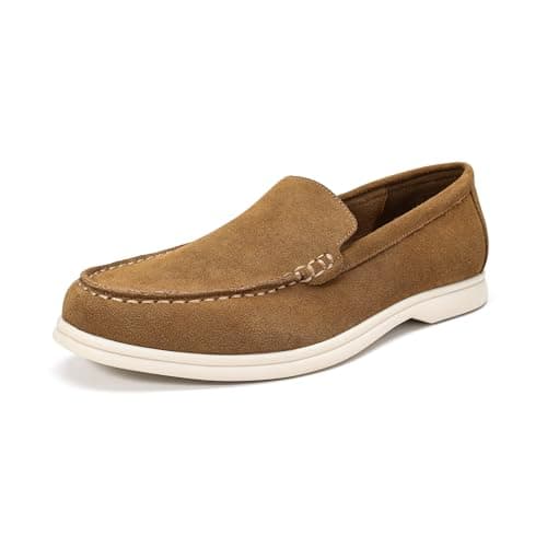 Image of Allthemen Mens Suede Slip On Loafer Casual Solid Color Moccasins Breathable Retro Driving Shoes Brown 9.5 UK
