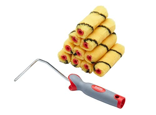 Image of ProDec 11 Piece 4" Medium Pile Woven Mini Rollers for Emulsion Paint with Soft Grip Frame