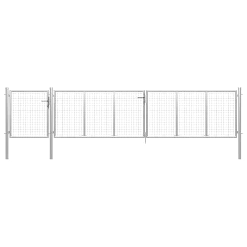 Image of vidaXL Silver Steel Garden Gate - Heavy-Duty, Secure Entryway for Garden and Patio - Size 500x150 cm