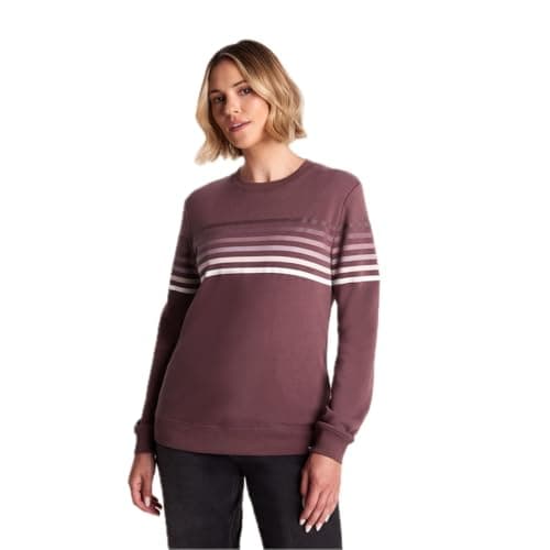 Image of TOG24 Bayman Women's Crew Neck Sweatshirt in Supersoft Sustainable Cotton Blend with Colourful Stripe Print and Ribbed Neck, Cuffs and Hem