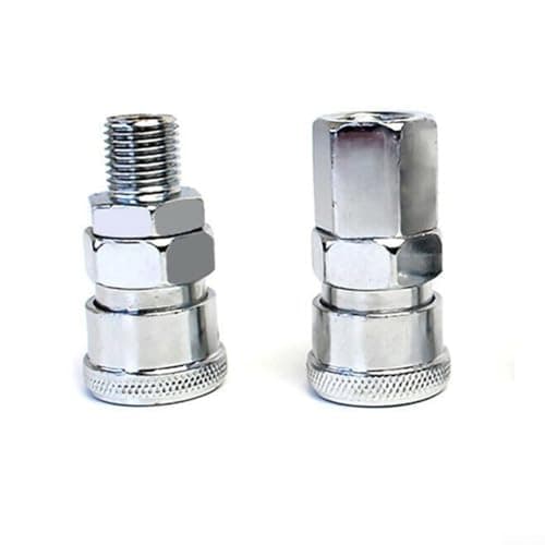Image of 2 Pieces Quick Release Air Line Hose Fittings Coupler Connector Kit for 8mm Compressor, Heat Treated Steel with Zinc Plated Finish, SP20 & PP20 Types, Silver(PF)