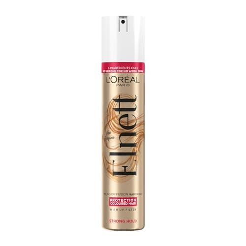 Image of L'Oréal Paris Elnett Hair Spray, Strong Hold Hairspray for Coloured Hair with UV Filter, For Coloured Hair with UV Filter, Up to 72H Hold, Radiant Shine & Natural Movement, 200ml