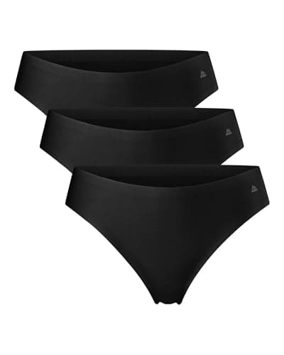 Image of DANISH ENDURANCE 3 Pack Women's Invisible Thong Knickers, No-show Panties, Workout Underwear, Black, Small