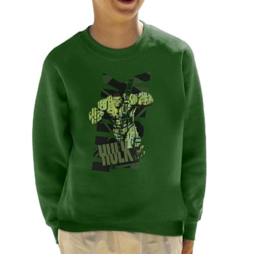 Image of All+Every Marvel The Incredible Hulk Text Art Kid's Sweatshirt Bottle Green