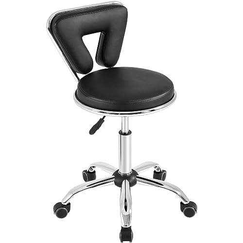 Image of Yaheetech Saddle Stool Adjustable Rolling Salon Chair Swivel Rolling Wheels & Ergonomic for Hairdressing Massage Tattoo SPA Beauty Therapy Black