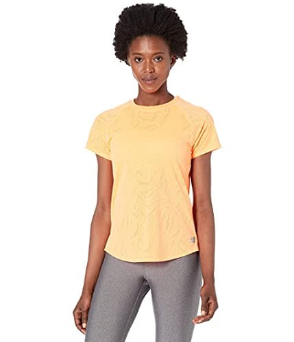 Image of New Balance Womens QSpeed Fuel Run Short Sleeve Perf T-Shirt Citrus Punch 10 (S)