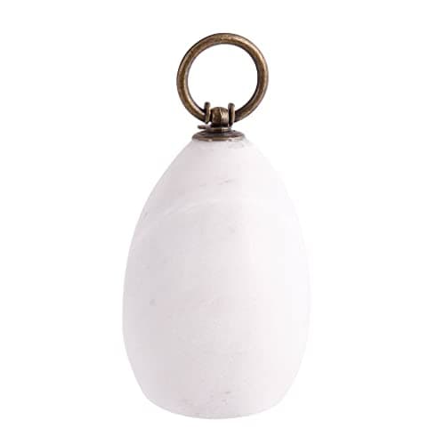 Image of 2.2kg White Marble Doorstop Weight with Distressed Brass Carrying Handle Door Stop (AD78)
