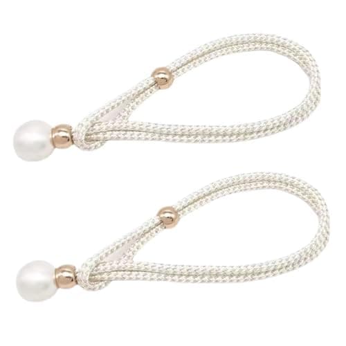 Image of BinPhorm Pearl Ball Curtain Tiebacks,2 PCS Curtain Tie Backs Rope Adjustable Drapes Clips Rope Curtain Rope Holdbacks Buckles for Home Office Hotel Curtains Window Decoration