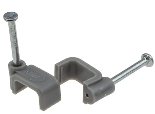 Image of Merriway BH02511 (100 Pcs) Twin and Earth Flat Cable Clip, Grey 2.5 mm - Pack of 100 Pieces
