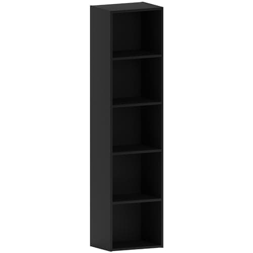 Image of Vida Designs Oxford 5 Tier Cube Bookcase, Black Wooden Shelving Display Storage Unit Office Living Room Furniture