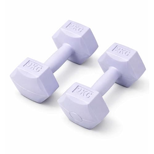 Image of ADEPTNA Dumbbells Set (Pair) 2 Pack Hex Weights Hand Dumbbells for Home Workout, Strength Training, Fitness, Gym, Yoga & Toning Non-Slip Grip (Lilac, 2KG)