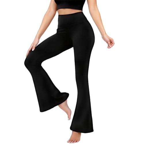 Image of viiotu Flared Leggings Women, High Waisted Yoga Pants for Women, Flared Trousers Bootleg Boot Cut Pants Black