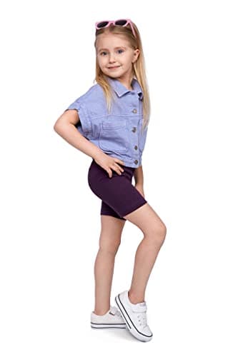 Image of SOFTSAIL Girls Leggings Cycling Shorts Short Cotton Sport Dancing Gymnastic Breathable Comfy Stretchable Plum 6-7 Years