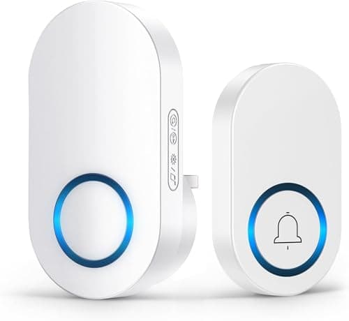 Image of Vexloria Wireless Doorbell with Receiver, 150M Long Range Door Bells Battery Operated, Door Chime kit with 60 Melodies, 4 Volume Levels, LED Flash-White
