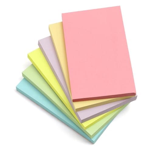 Image of KIFZM 480 Sheets Large Sticky Notes, 76 x 127 mm 6 Pastel Soft Colors Assorted Self-Stick Pads for Notebook,Office,School and Home,80 Sheets/Pad