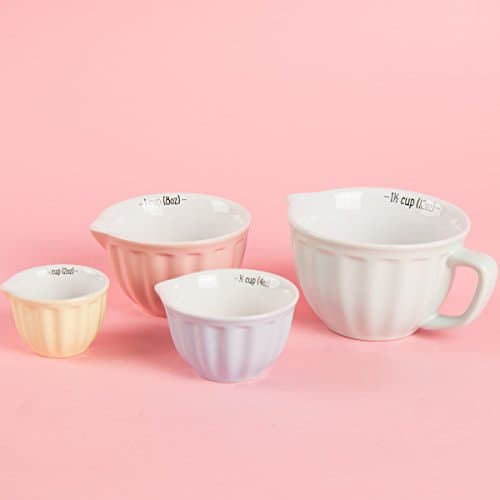 Image of Sass & Belle Retro Pastel Measuring Cups - Set of 4 - Baking Cups for Kitchen – Cute Small Measuring Cup and Spoon Set – Vintage Sass and Belle Style Cooking Accessory