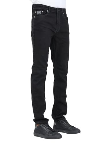 Image of VERSACE JEANS COUTURE Men's Black Skinny Jeans with Logo, Black, 31