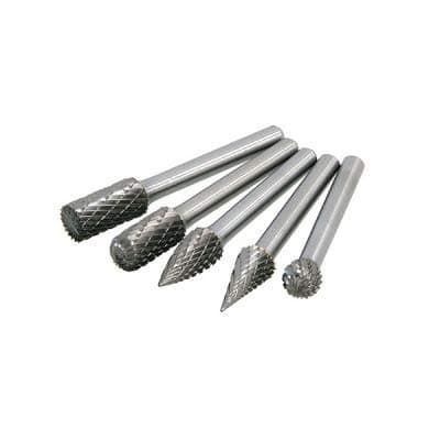 Image of PTI 5pc HSS Rotary Burr Set Diamond Cut 10mm Diameter with 6mm Shank