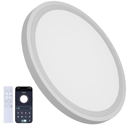 Image of Aphyni 30cm LED Ceiling Light, 24W 2800LM Waterproof Bathroom Light with Backlight Night Mode, 3000-6500K Dimmable Flush Round Ceiling Lights for Kitchen Bedroom Hallway with Remote & App